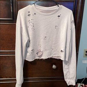 Tan - Ripped Crop Top